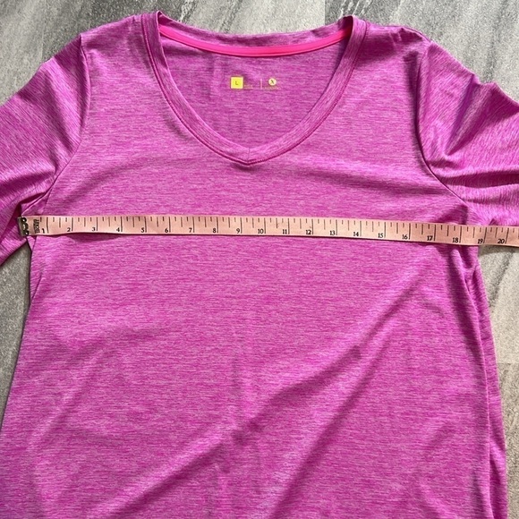 Pinky Purple marl Workout long sleeved shirt Large V-Neck - Picture 7 of 12